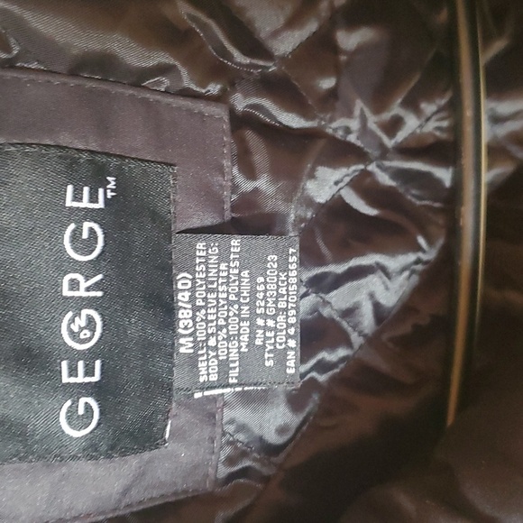 George Black Quilted Lined Full Zip with Pockets Sz. M Jacket - Picture 5 of 9